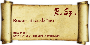 Reder Szalóme névjegykártya